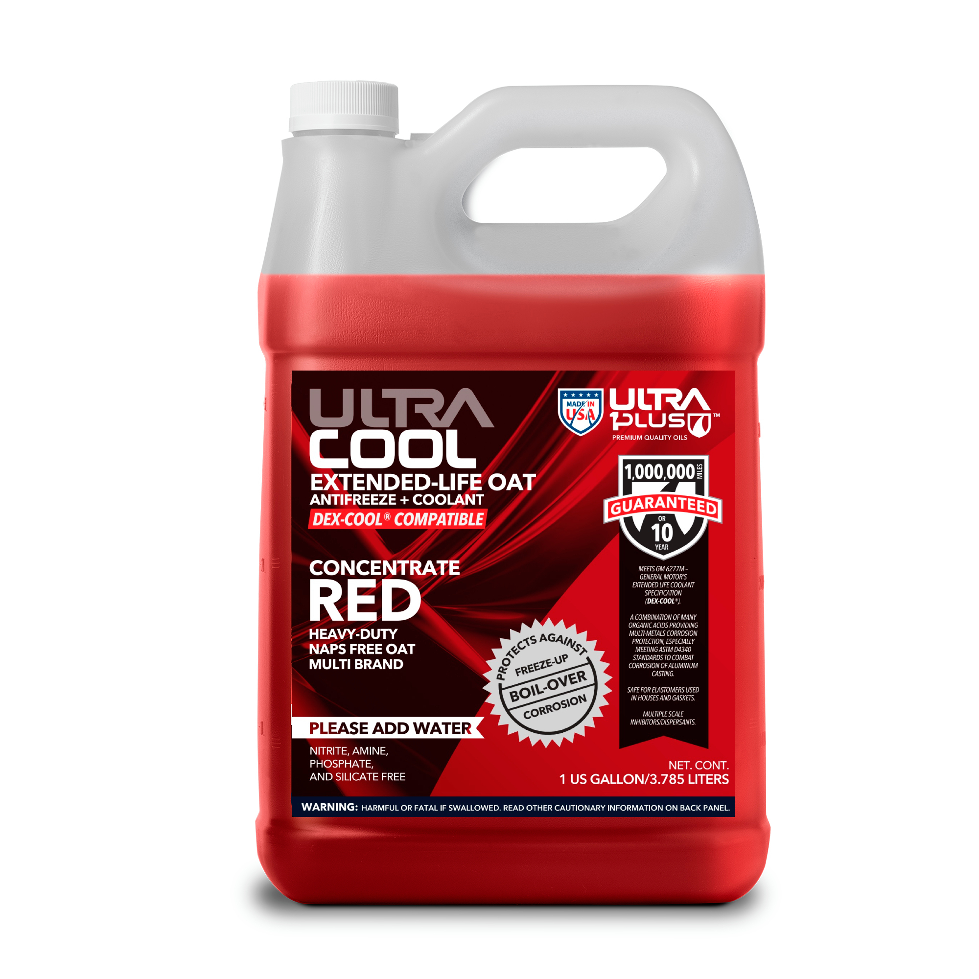 Ultra1Plus UltraCool Universal Antifreeze + Coolant Concentrate, 1 Gal., HD Red, Ethylene Glycol-Based, Model# UL914
